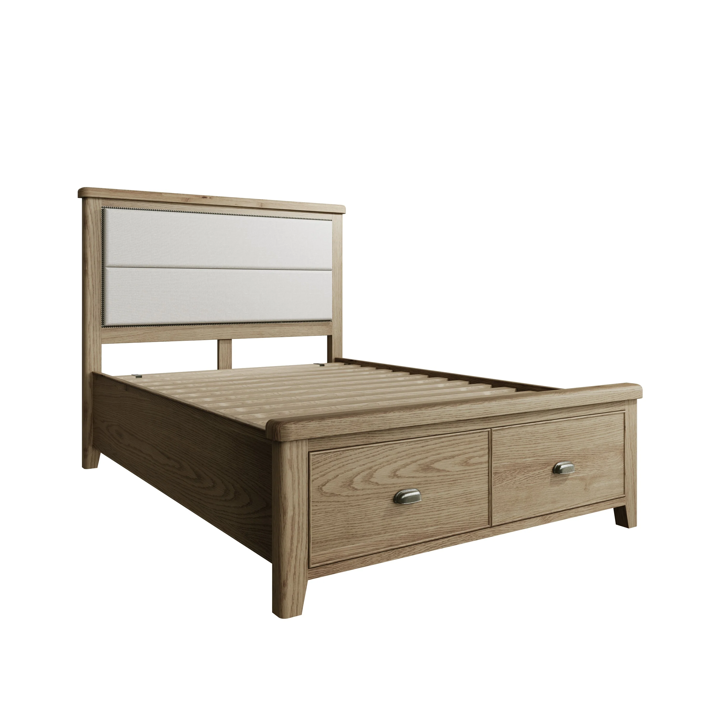 Hatton Upholstered Oak 2 Drawer Bed Frame - Image 4