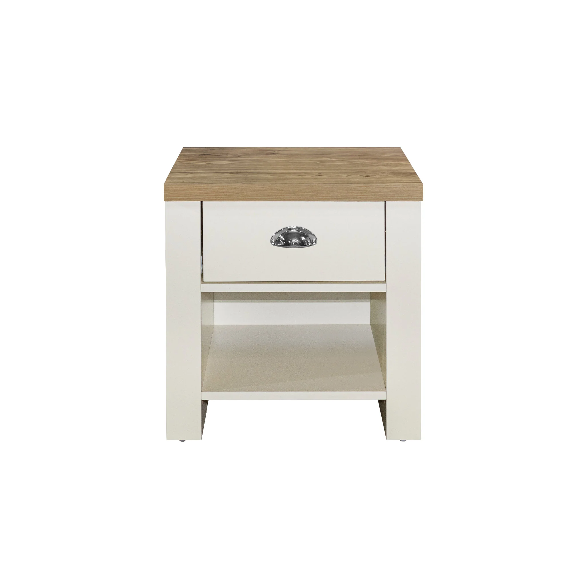 Highgate Cream & Oak 1 Drawer Lamp Table - Image 4