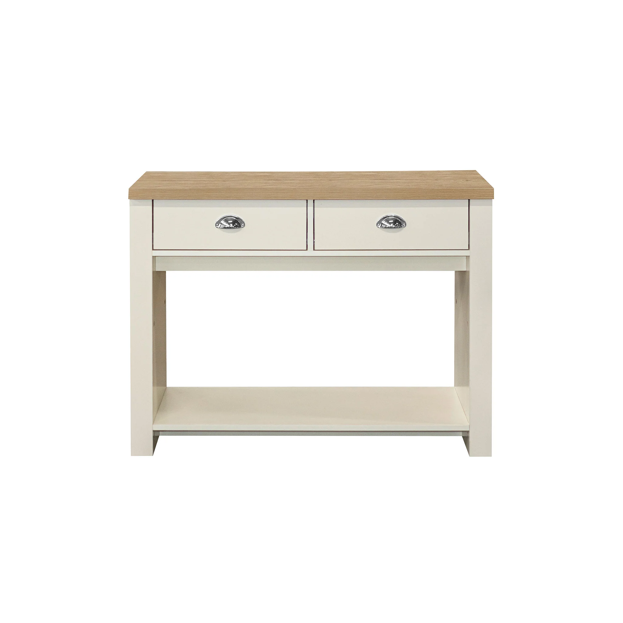 Highgate Cream & Oak 2 Drawer Console Table - Image 4