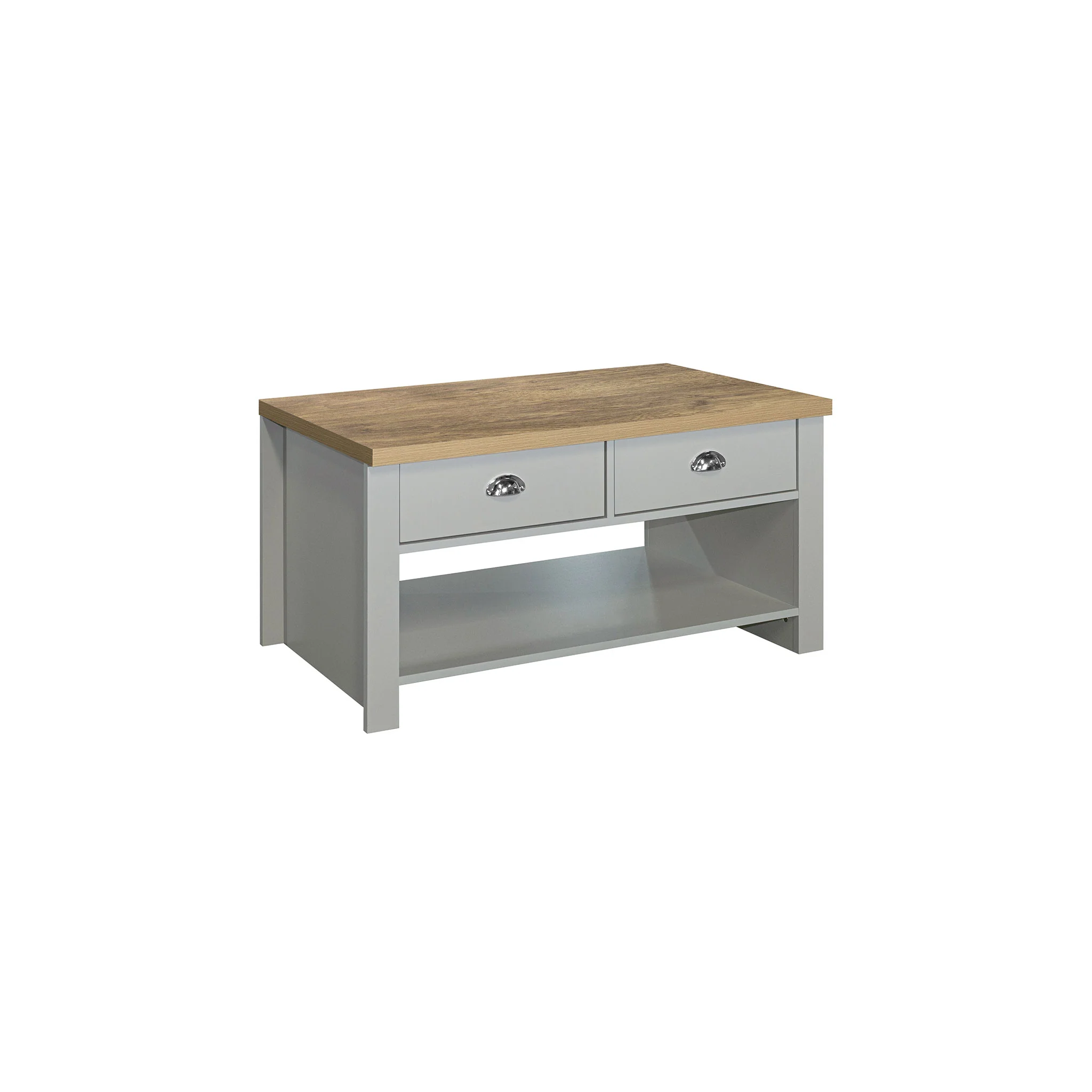 Highgate Gery & Oak 2 Drawer Coffee Table - Image 3