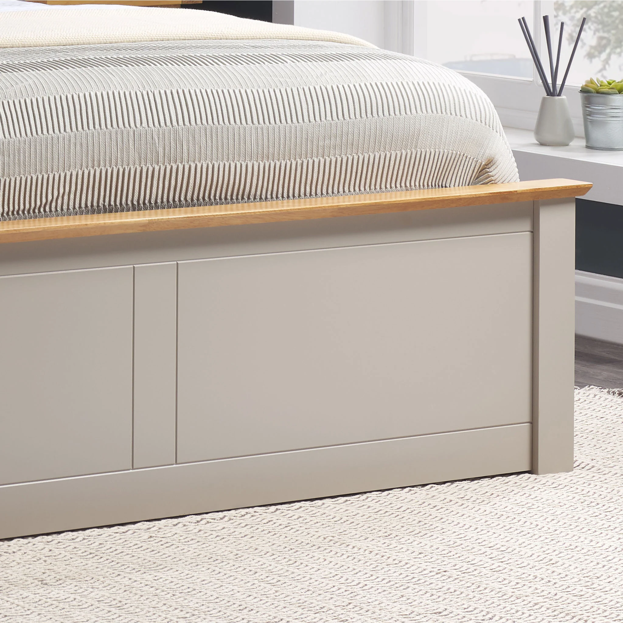 Phoenix Pearl Grey Wooden Ottoman Bed Frame - Image 4