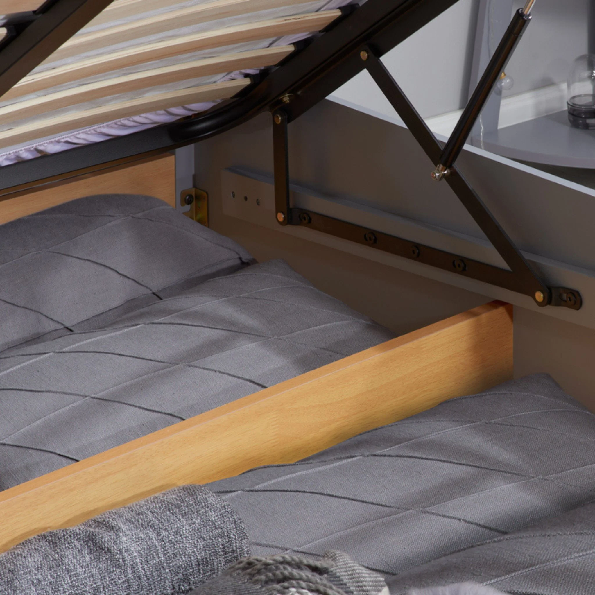 Phoenix Stone Grey Wooden Ottoman Bed Frame - Image 3