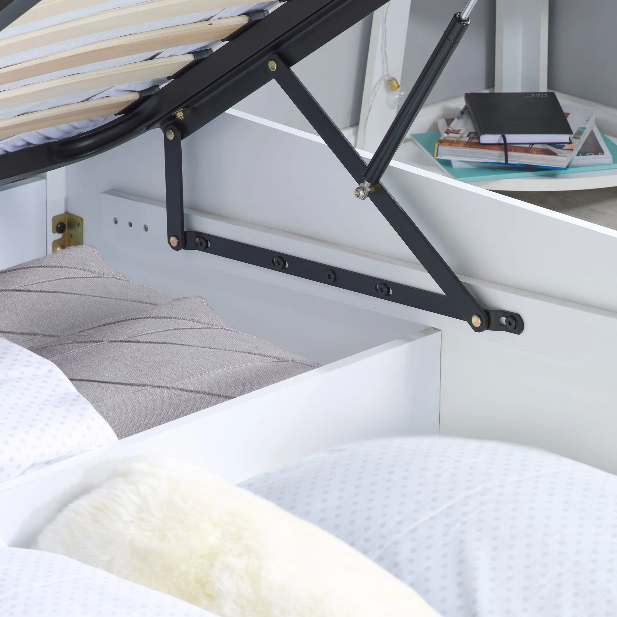 Phoenix White Wooden Ottoman Bed Frame - Image 3